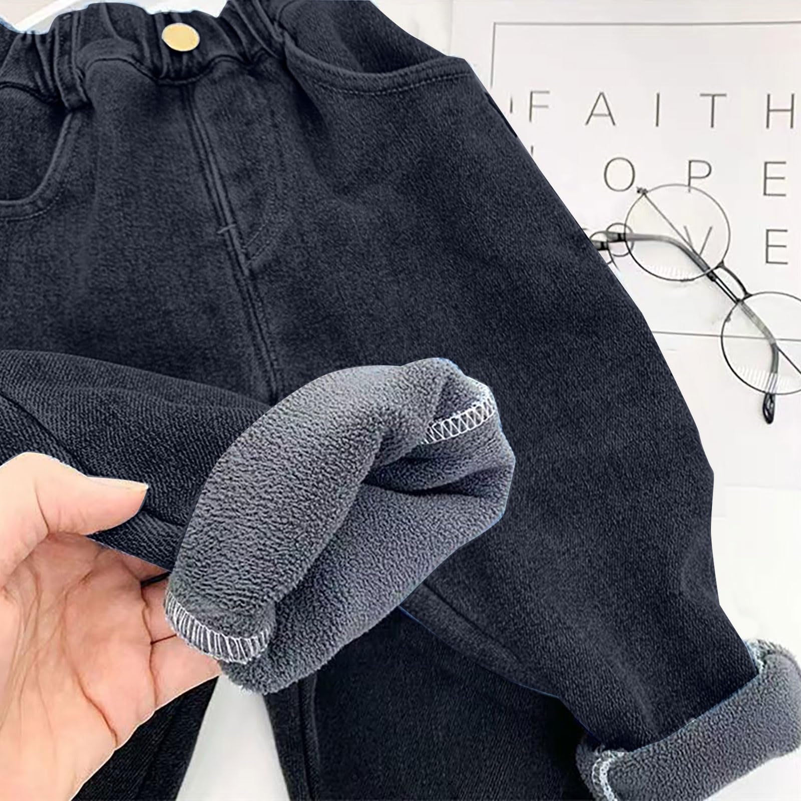 Jeans en polaire pour enfants filles - Pantalon baggy en denim - Taille élastique - Style vintage - Pour bébé de 0 à 7 ans