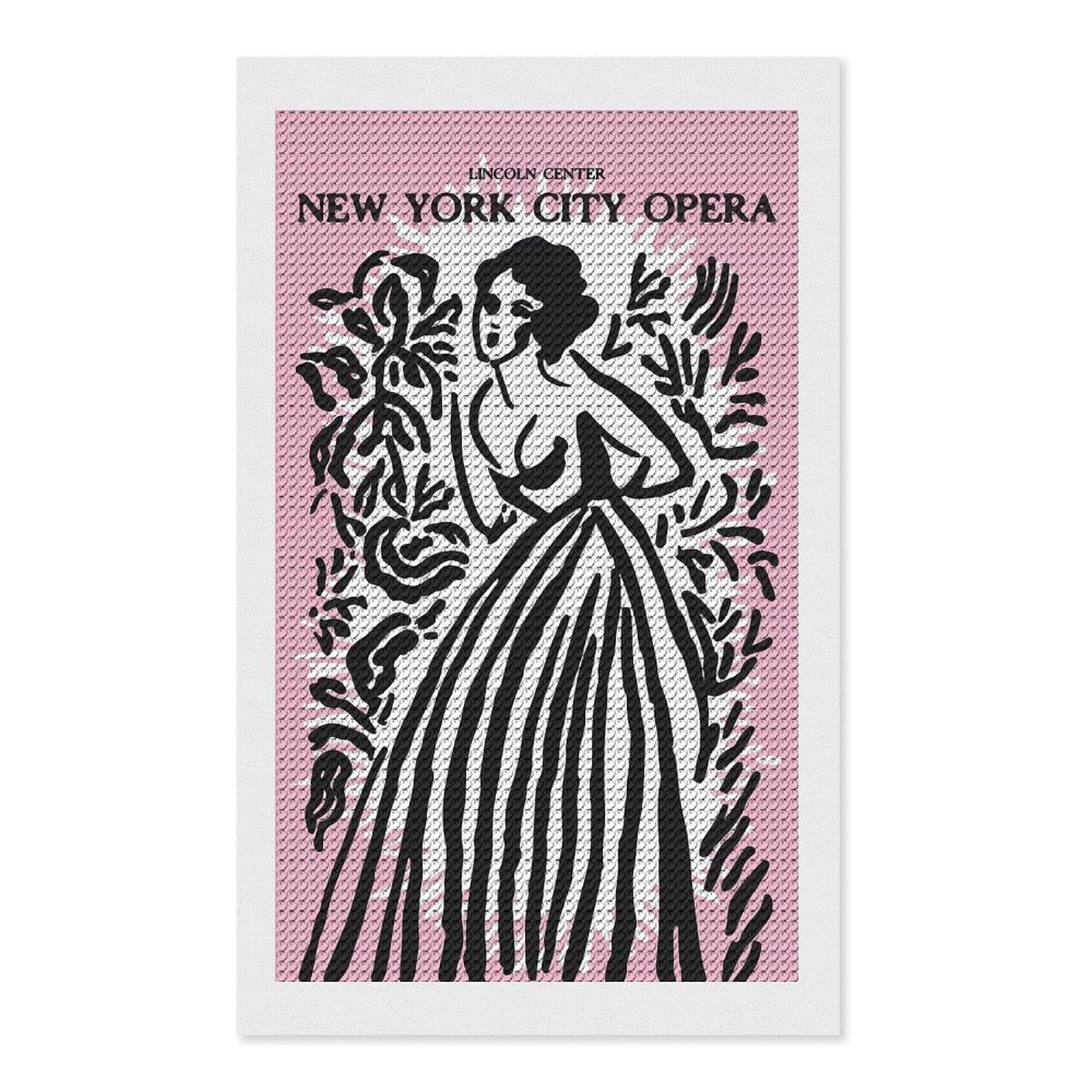 Junmoney New York City Opera Diamond Painting Canvas Kit 12"x20", Round Gems, Living Room Decor, Seasonal Gift Choice, Modern Decor