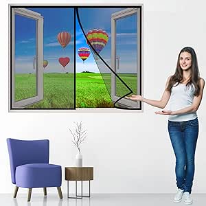 Magnetic Fly Screens for Doors,Anti Mosquito Mesh Fly Curtain with Powerful Magnets,Pet and Kid Friendly,Keep Bugs Out & Lets Fresh Air in-(White Stripes,275x240cm Magnetic Fly Screens for Doors,Anti Mosquito Mesh Fly Curtain with Powerful Magnets,Pet and Kid Friendly,Keep Bugs Out & Lets Fresh Air in-(White Stripes,275x240cm