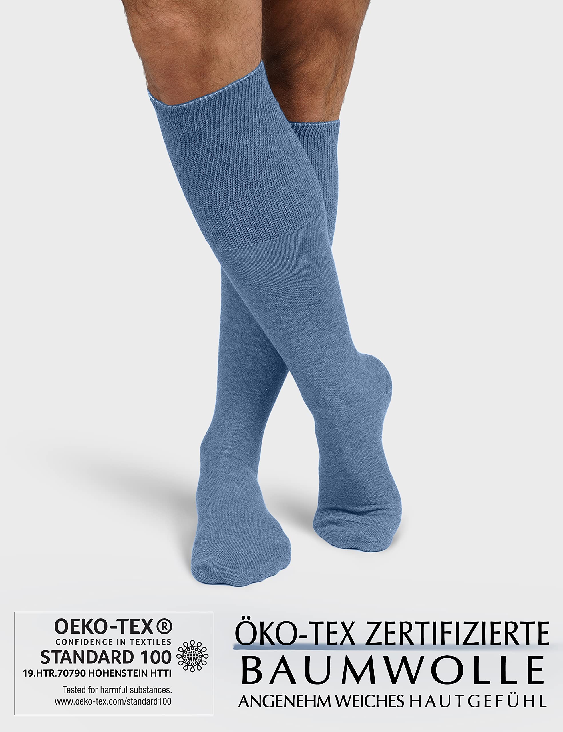 OCERA 3 Paar Diabetiker-Baumwoll-Kniestrümpfe – Damen & Herren, venenfreundlich, elastisch & komfortabel ohne Gummidruck