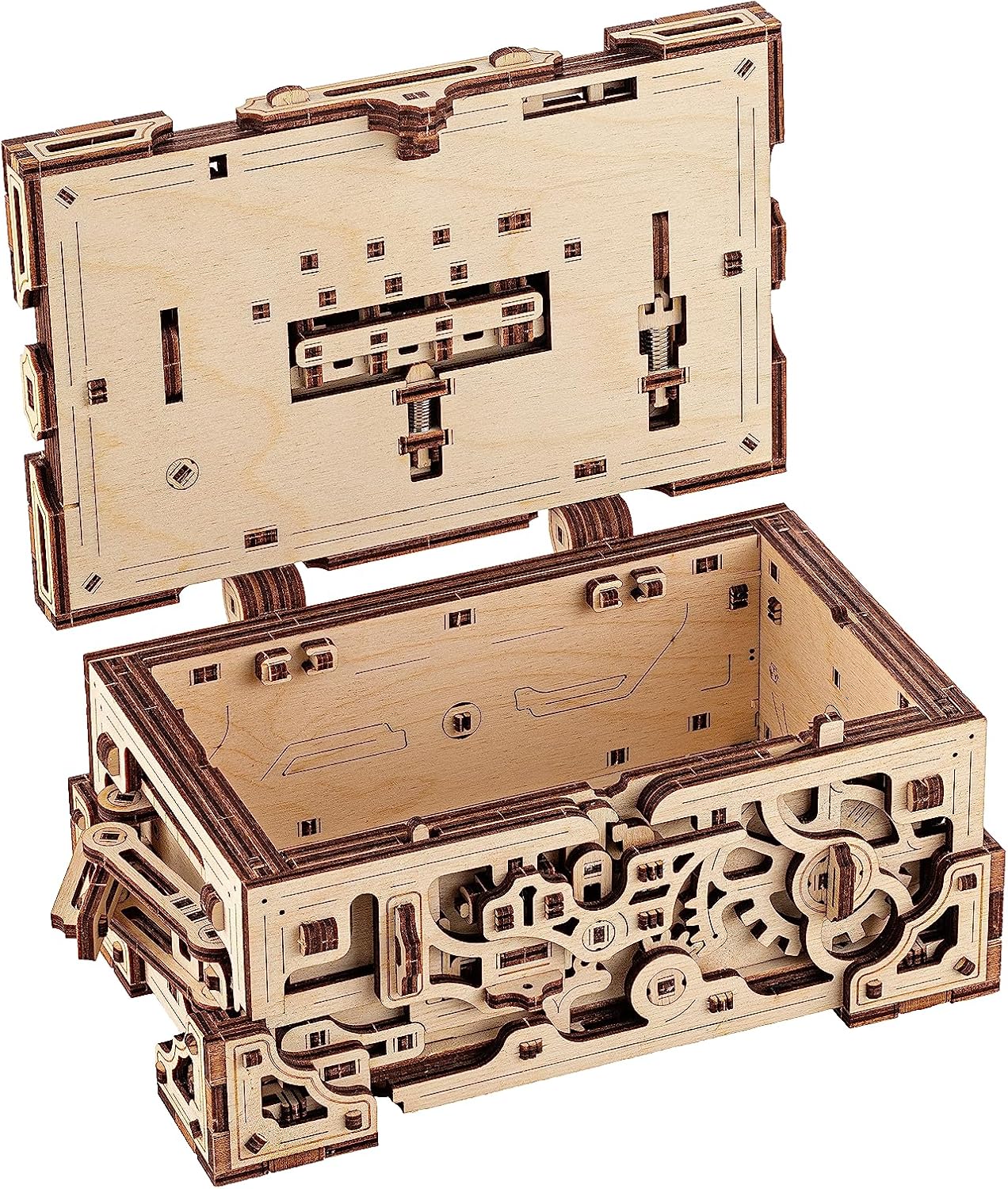 Wood Trick Enigma Chest Lock Puzzle Box Wooden 3D Puzzles for Adults to Build - Engineering DIY Project Mechanical Model Kits for Adults Wooden Models