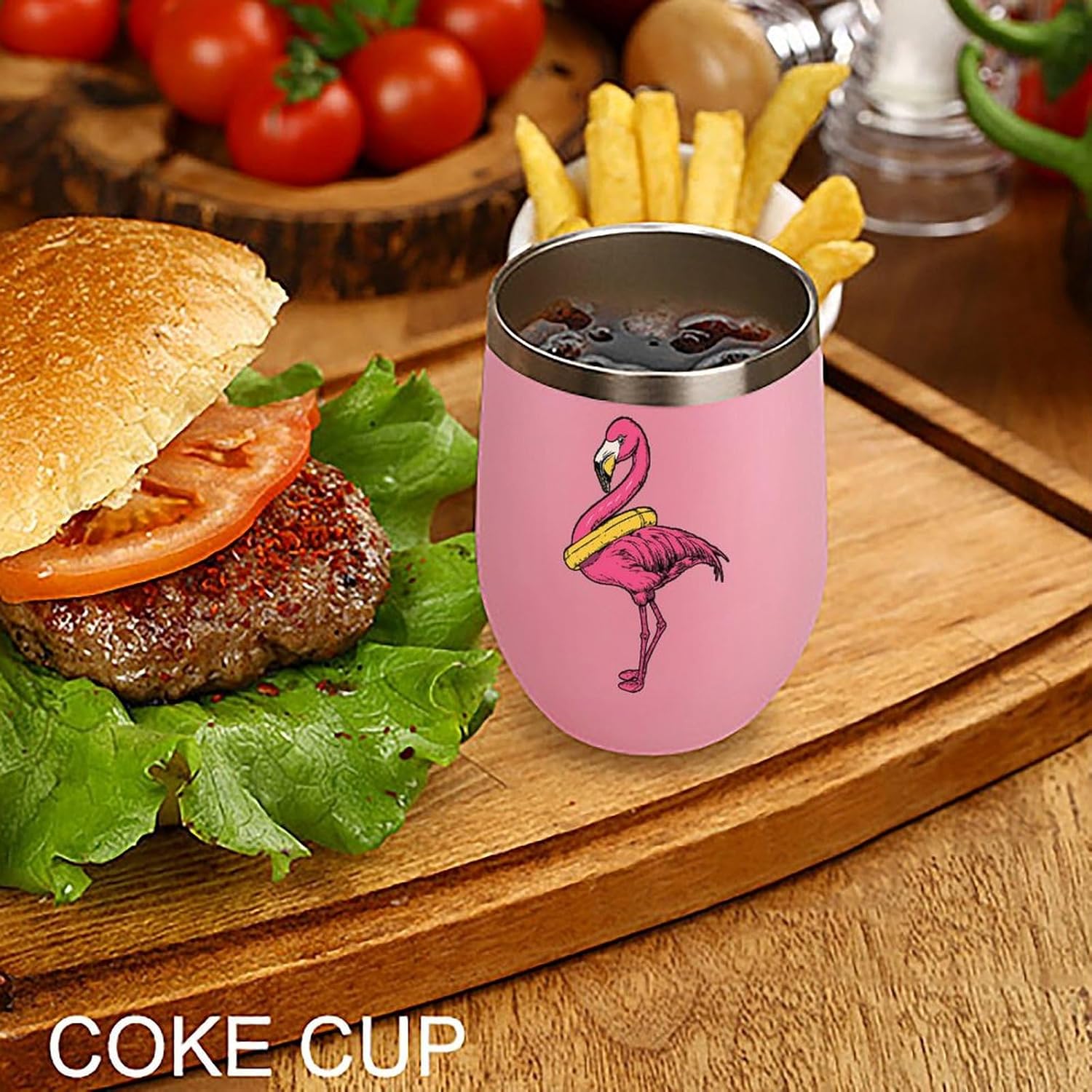Flamingos Swimming Ring Coffee Travel Mug Cup Insulated Tumbler Stainless Steel with Flip Lid One Size