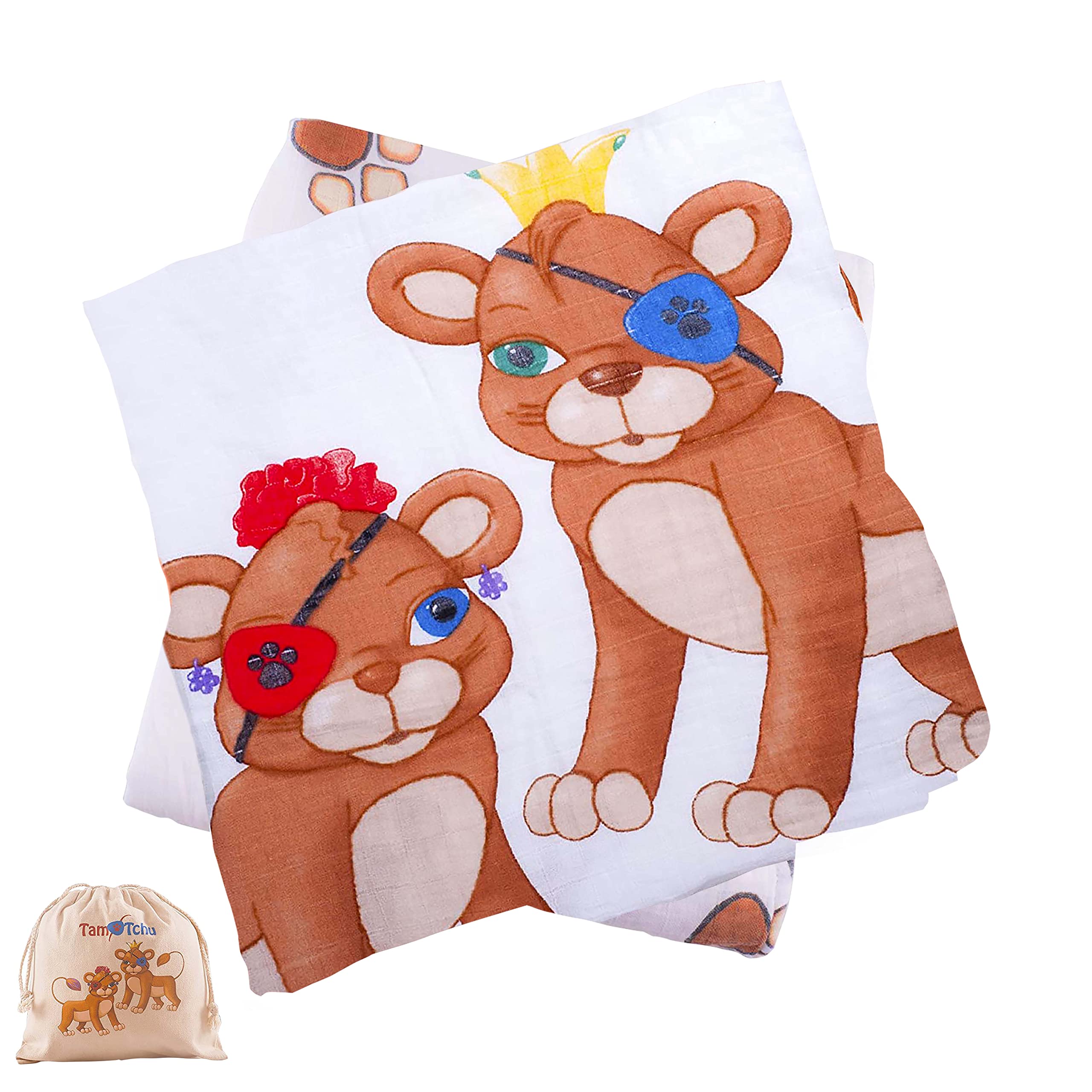 Tam Tchu Swaddle Blanket (2 Pack), Muslin Swaddle Blanket, Baby Receiving Blanket, 100% Cotton, Neutral, Baby Girls Or Boy,, (2 Pack)