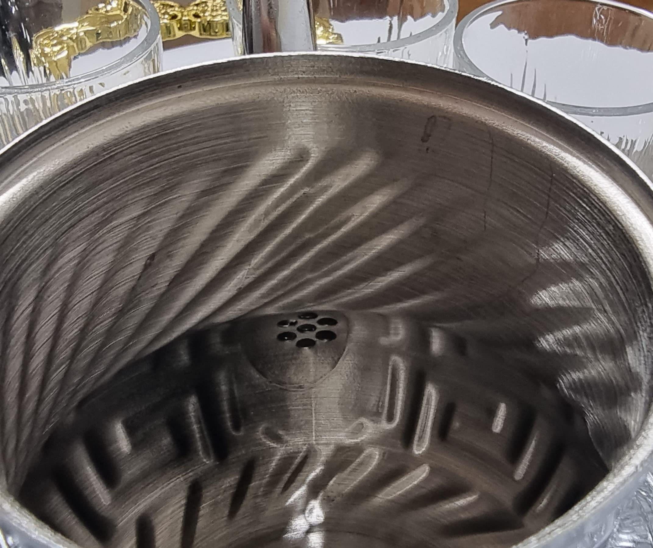 Service à thé marocain complet, théière 48oz, plateau 46 cm avec poignées et 12 verres argent