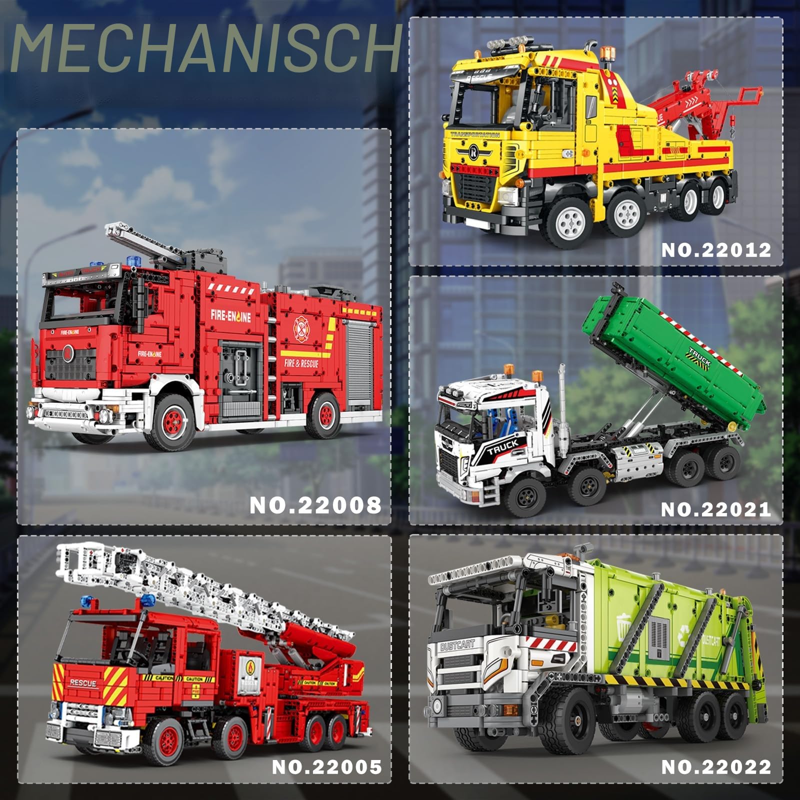 Reobrix Feuerwehrauto Bauset für Erwachsene und Männer, Big Rescure Feuerwehrfahrzeug mit Wassersprühgerät, APP und Fernbedienung Bricks 22008 - Ideale Geschenke