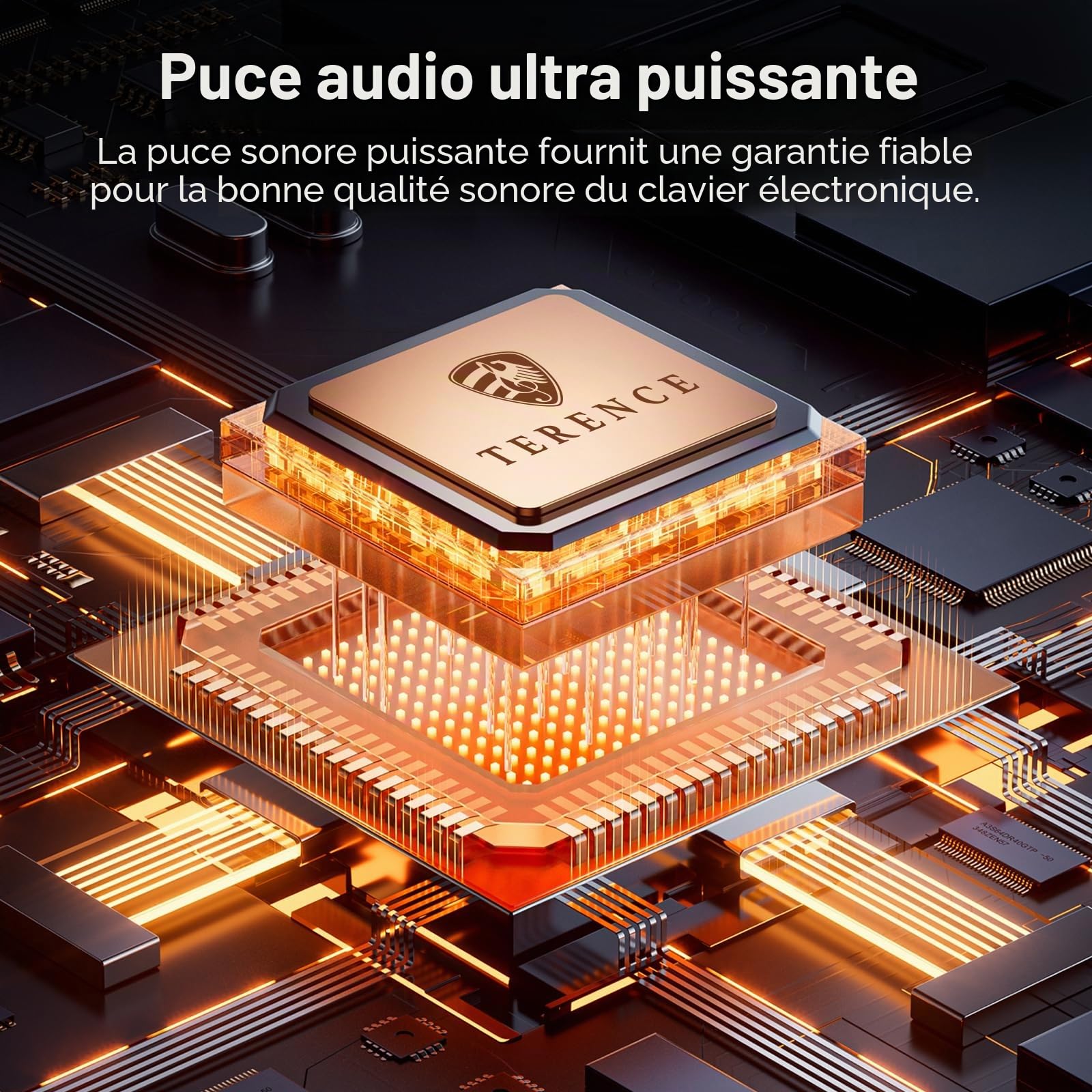 TERENCE Clavier numérique 61 touches LED Double Clavier | 255 sonorités et rythmes. Pour enfants, débutants, ados. Cadeau musical