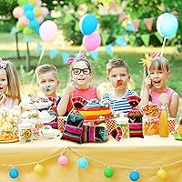 Vista 6 de Big Eye Owl 100 bolsas de dulces de celofán mexicano a rayas, sarapes, envoltura de golosinas, bolsa de regalo, regalo de Cinco de Mayo, recuerdos