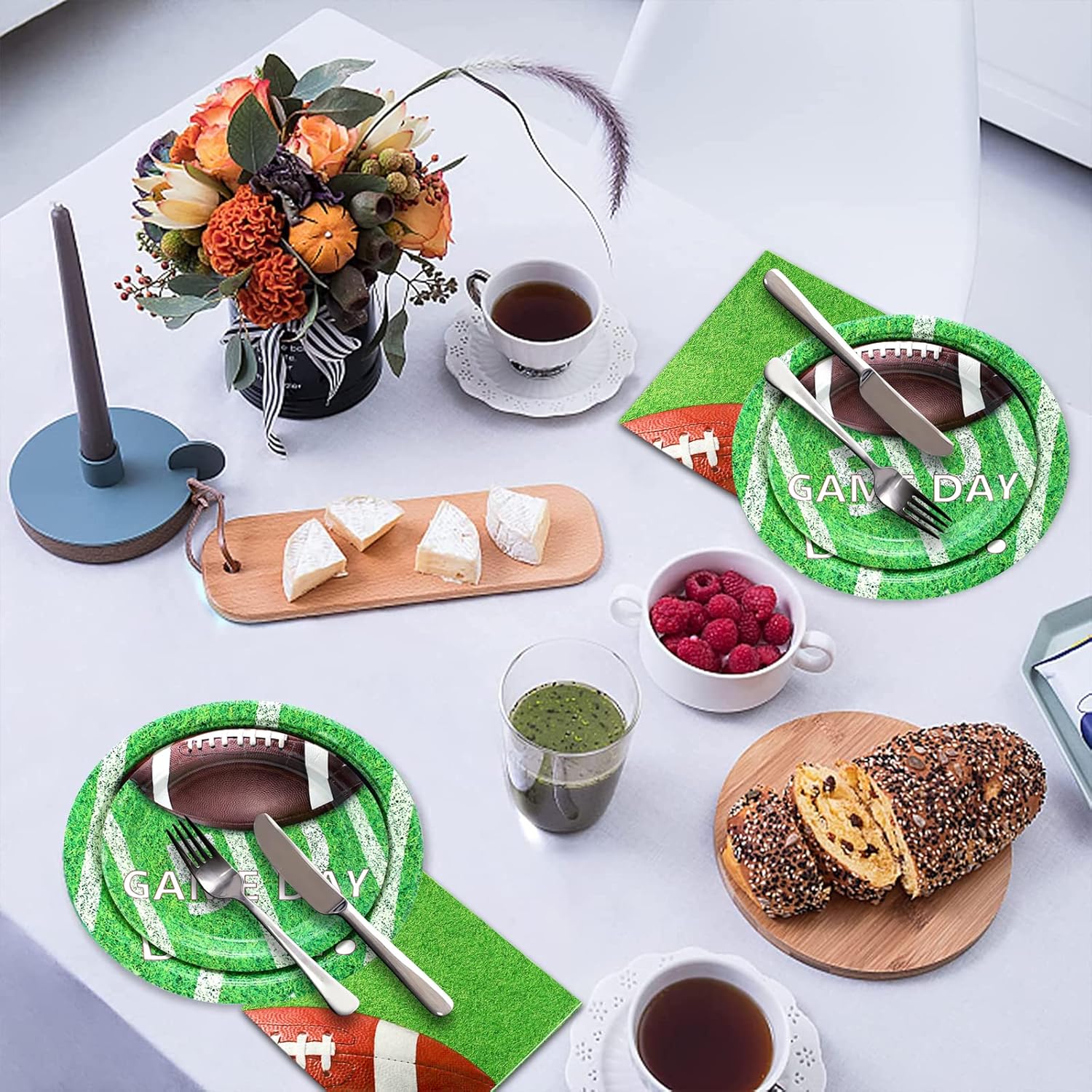 180Pcs Football Party Supplies Paper Plates and Napkins Serve 60 Disposable Tableware Set for Birthday Party Decorations Game Day Family Holiday Sports Events - Image 7