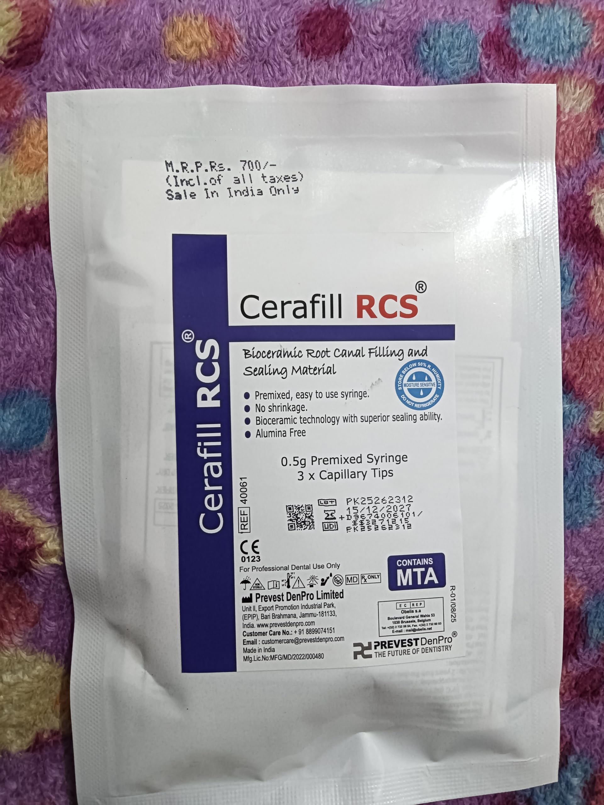 Prevest DenPro Cerafill RCS Bioceramic Root Canal Filling and Sealing Material with MTA, 0.5g Premixed Syringe, 3 Capillary Tips-picture-17