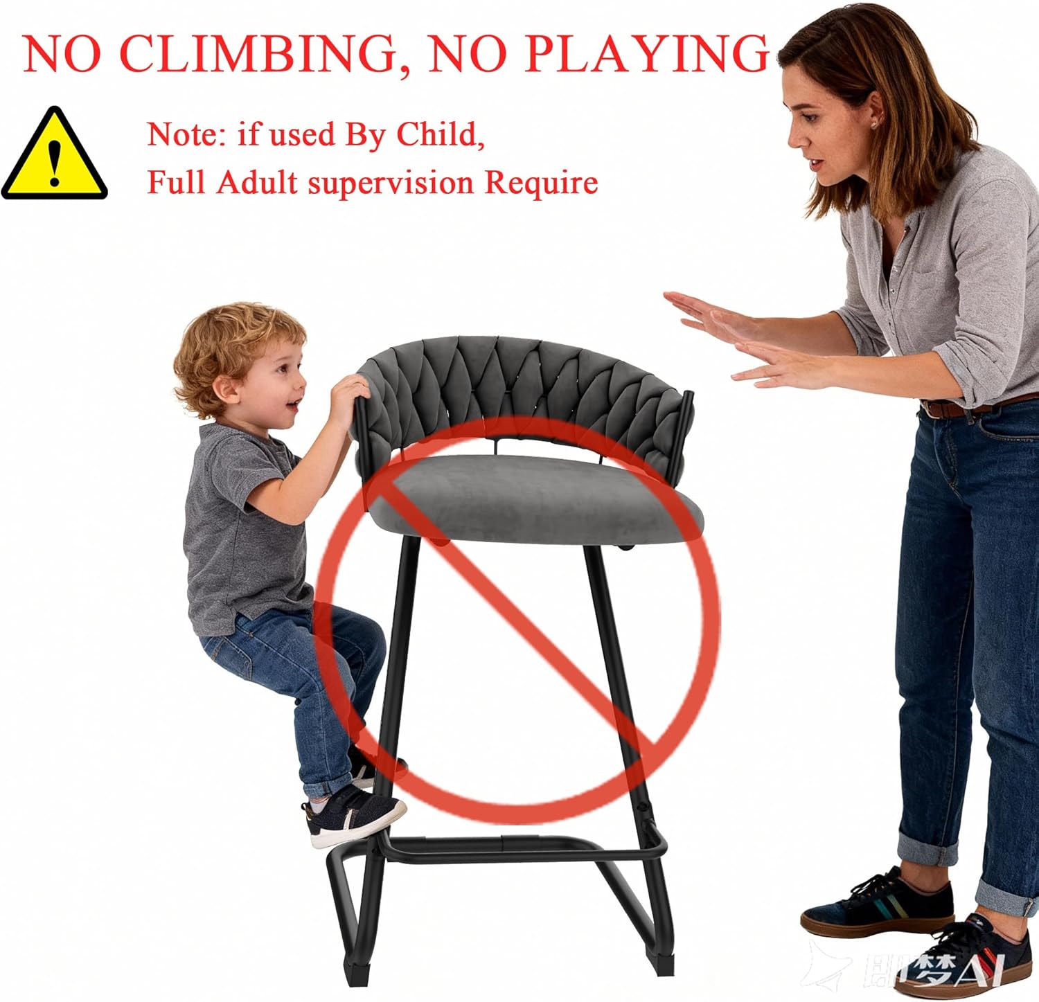 Arlunar Bar Stools 26 inch Velvet Woven Counter Height Barstools Modern Bar Chairs with Velvet Seat for Kitchen Island Dining Room Set of 4，Grey