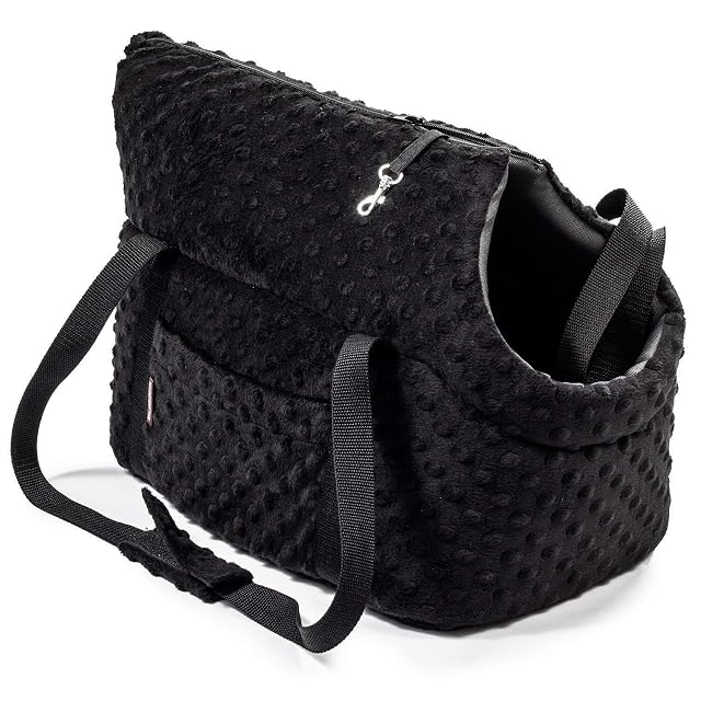 Foto 3 de 8 de Bolsa para Perros, Bolsa para Cachorros - Negro (Minky), XS: 26x16x25 cm