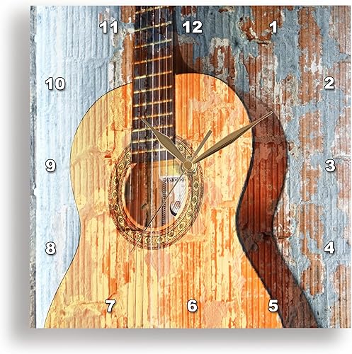 3dRose Reloj de pared para instrumentos musicales de guitarra, 10.0 x 10.0in