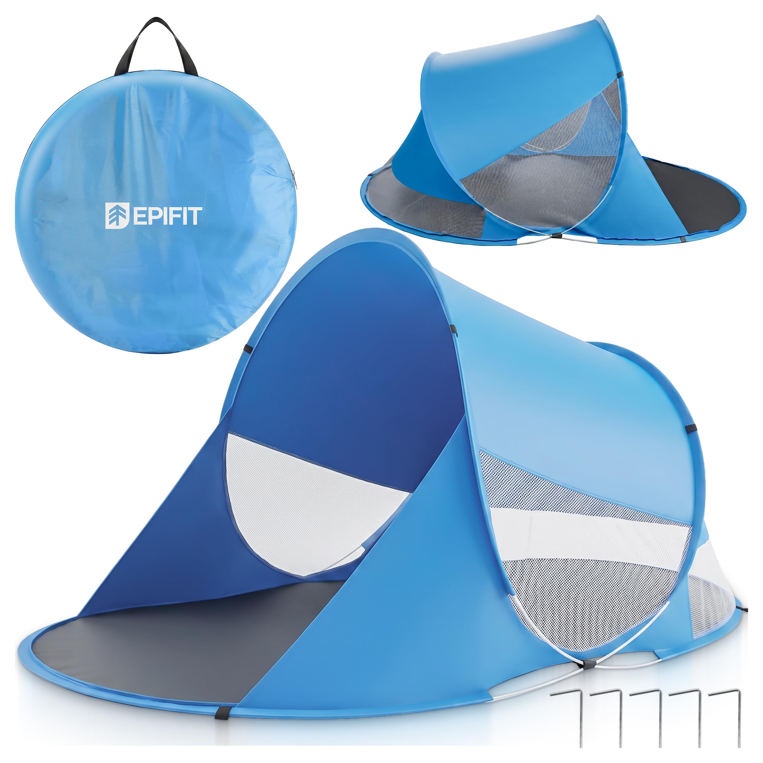 namiot plażowy typu pop-up, 190x120x90 cm, namiot słoneczny, namiot na plażę, lekki, składany z podłogą, kołkami i torbą LAGUNA40