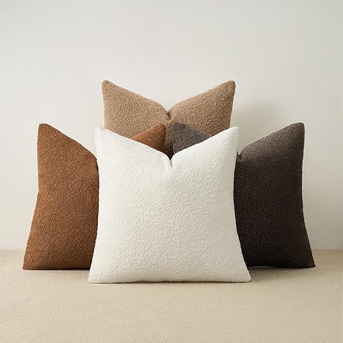 20x20 Inches Set of 4 Boucle Pillow Covers with linen