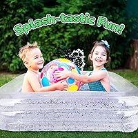 Vista 2 de ArtCreativity Sparkly Inflatable Kiddie Pool with 3 Levels, Transparent Blow Up Pool for Kids with Silver Glitter and Cushioned Bottom, Easy to