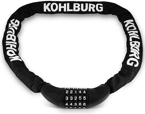 KOHLBURG Cerradura de combinación de bicicleta extra larga  Cadena de 3.8 pies y candado de combinación de números fuertes de 0.24 pulgadas