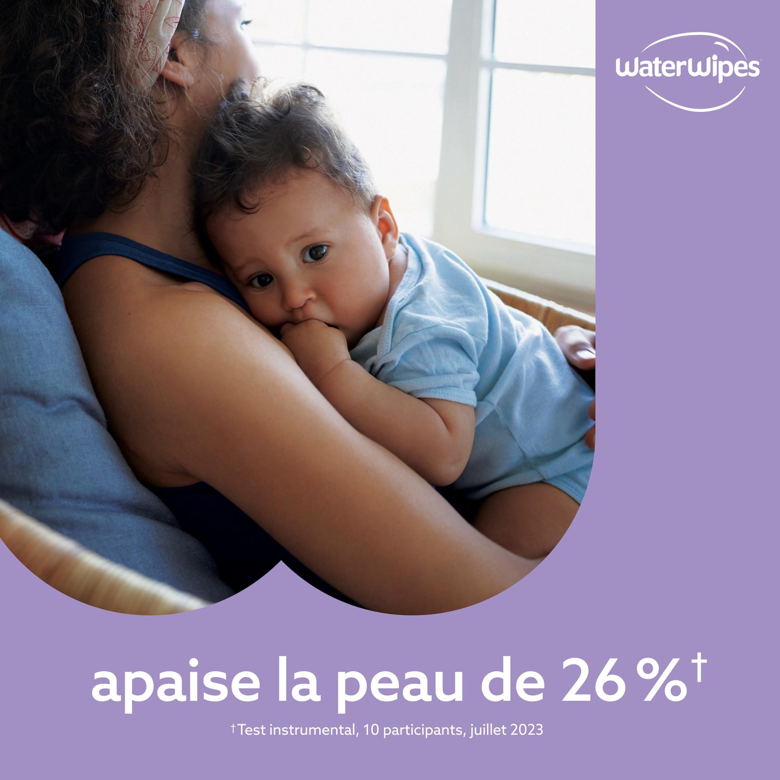 WaterWipes Sensitive+ Soothing Clean Wipes, Lingettes Apaisantes, 720 unités (12 paquets), 3-en-1 nettoie, soigne, apaise, 99% d'eau avec extraits botaniques, non parfumées