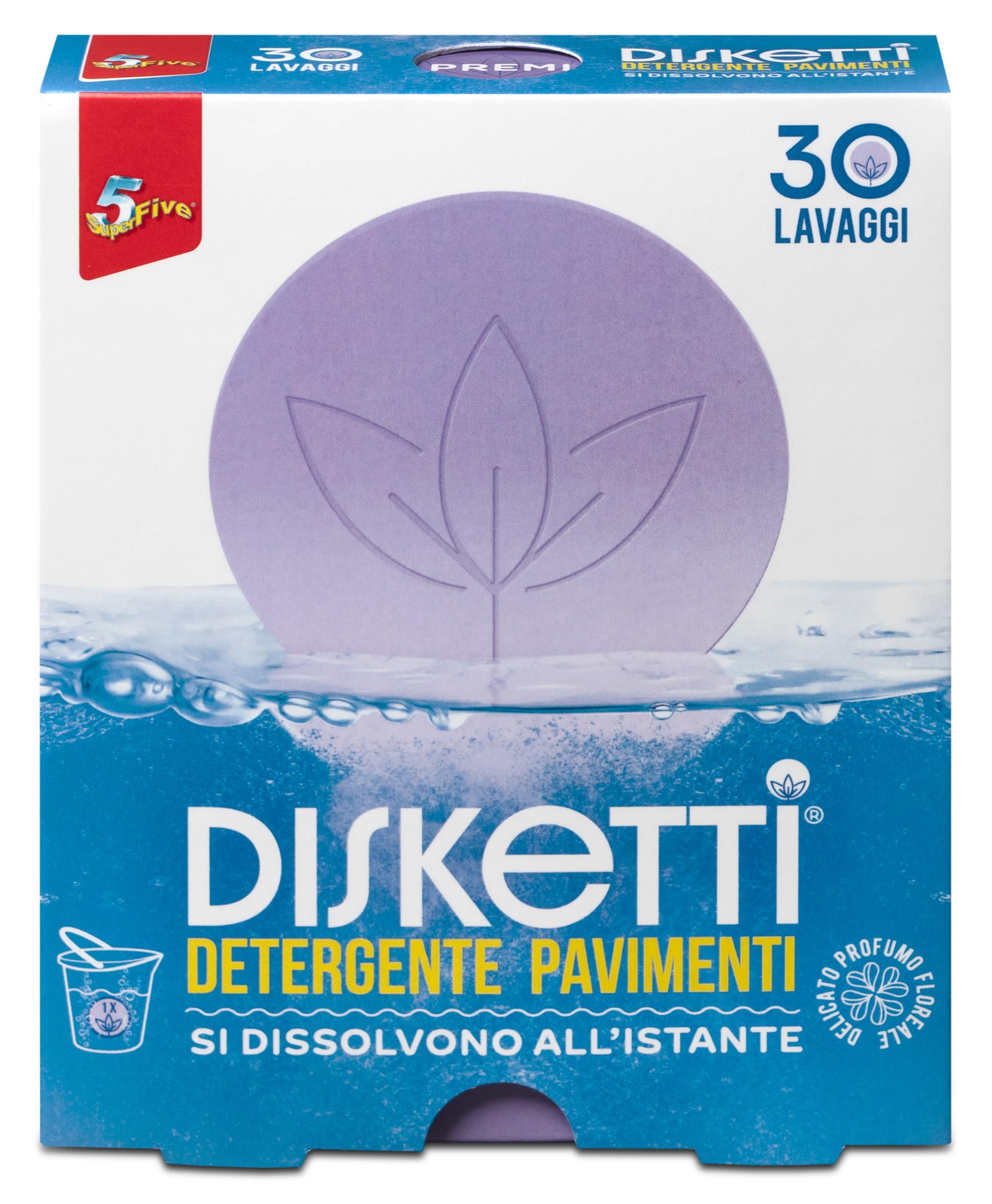 SUPERFIVE, Disketti Floreale, Detergente Pavimenti in Dischi Solubili (30 x 10 pack, Floreale)