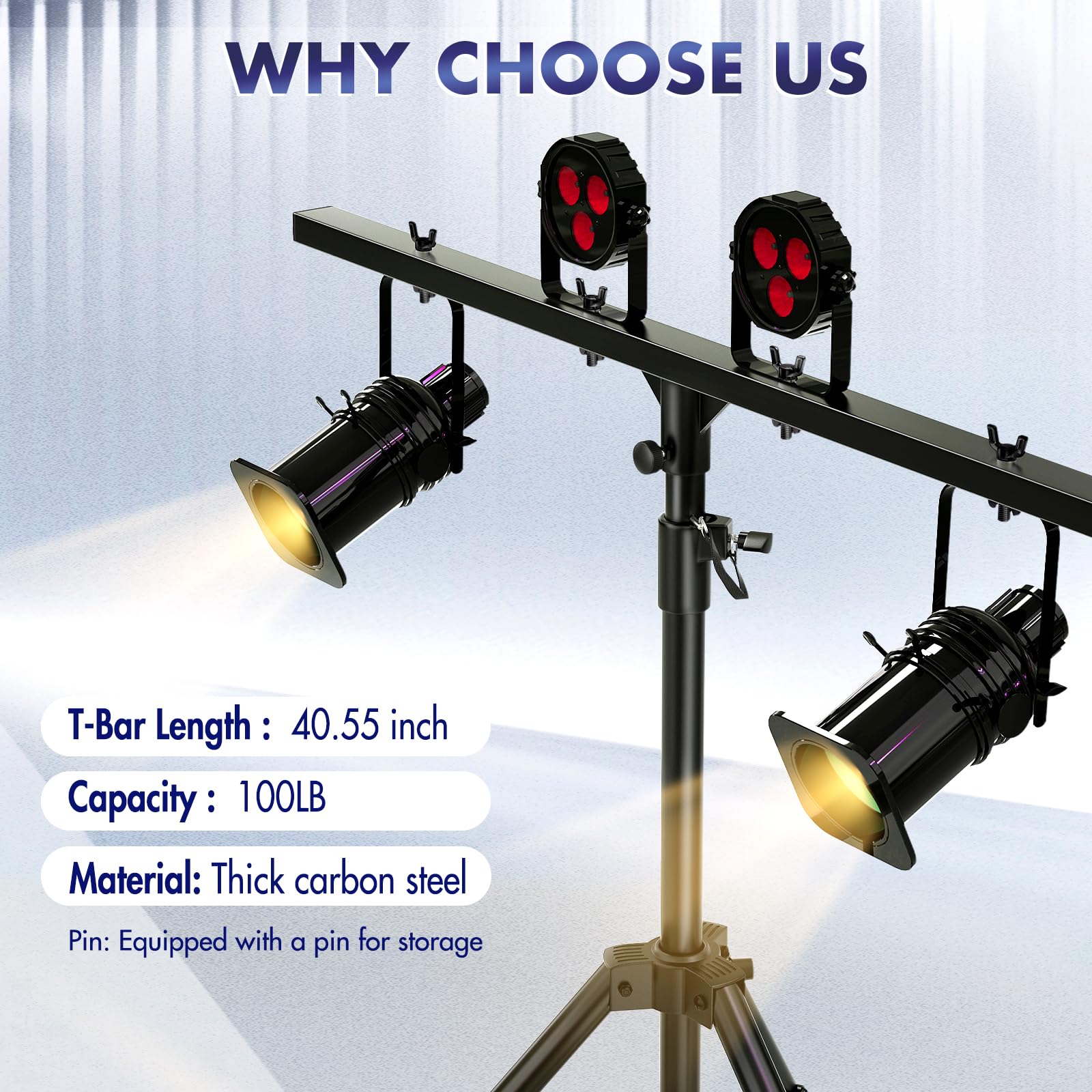 DJ-Lichtständer, robuster DJ-Beleuchtungsständer, verstellbar, 89-180 cm, T-Bühnenlichtständer für Bühnenbar, Party, DJ-Lichter | Abnehmbarer DJ-Beleuchtungsständer, verstellbarer Bühnenlichtständer für DJ-Lichter, Bar, Partylicht