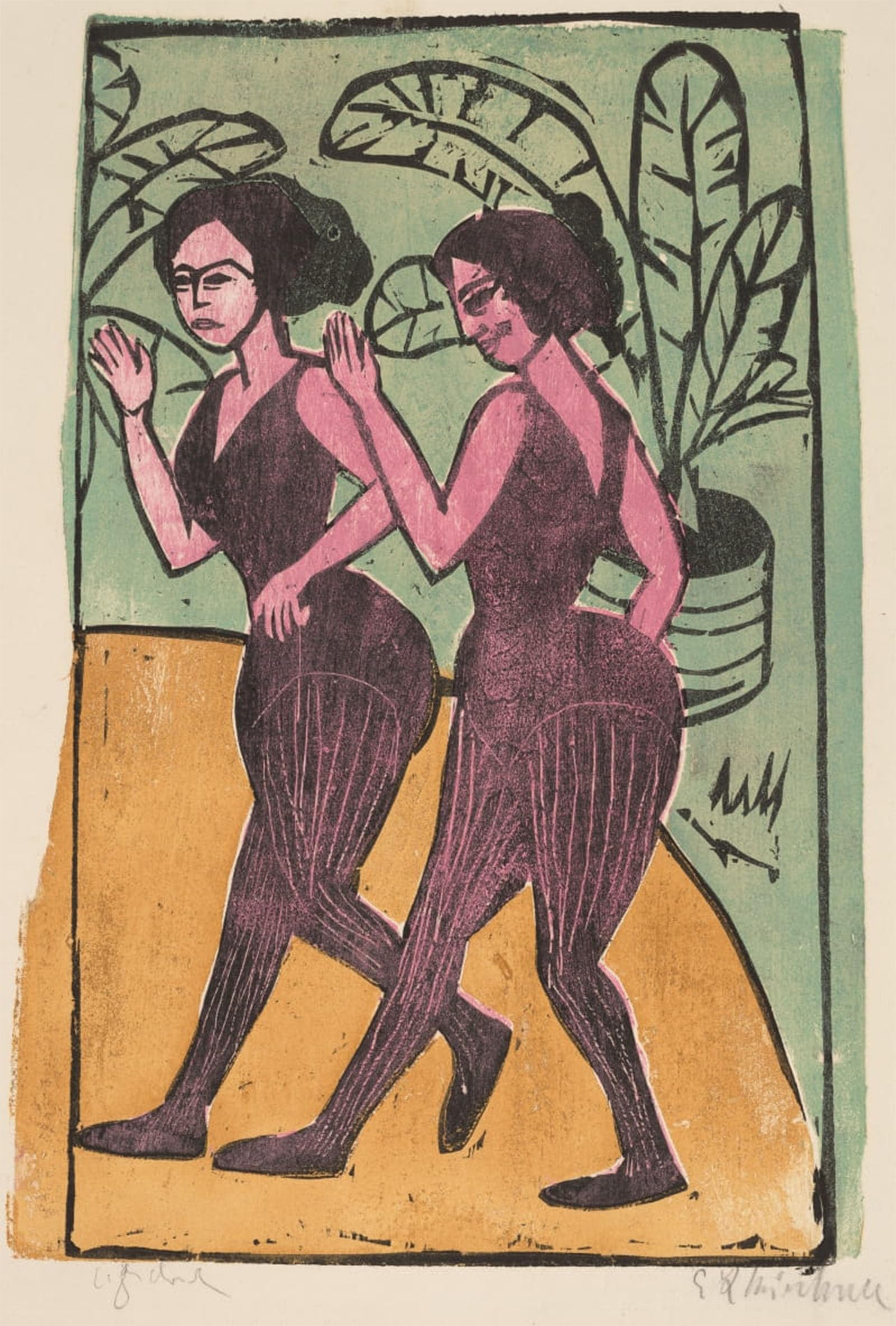 POSTERIIk Vintage Classic Picture Landscape Artwork English step dancers by Ernst Ludwig Kirchner Portrait Canvas Painting for Office Home Decor 60x90cm