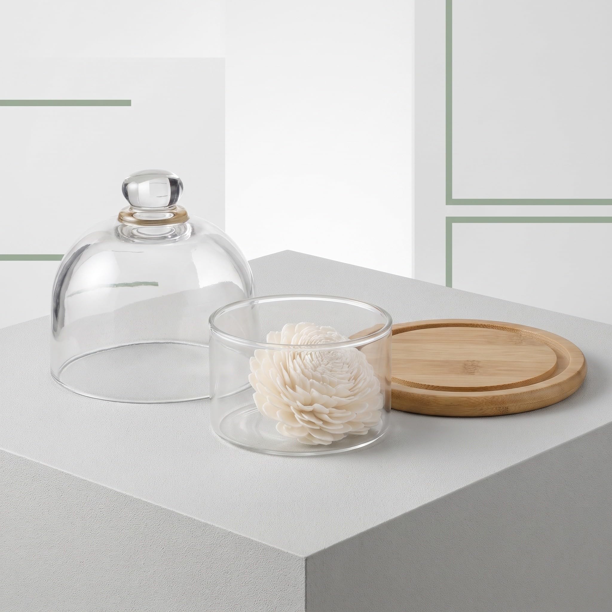 Zerodeko 1 Set di diffusore di aromi a Campana in Vetro con Base in bambù