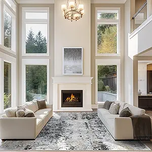 10x14 Area Rugs for Living Room Rug Washable: Abstract Large Rug Indoor Modern Carpet Non Slip for Dining Room Bedroom Nursery Home Office Black Grey Gold
