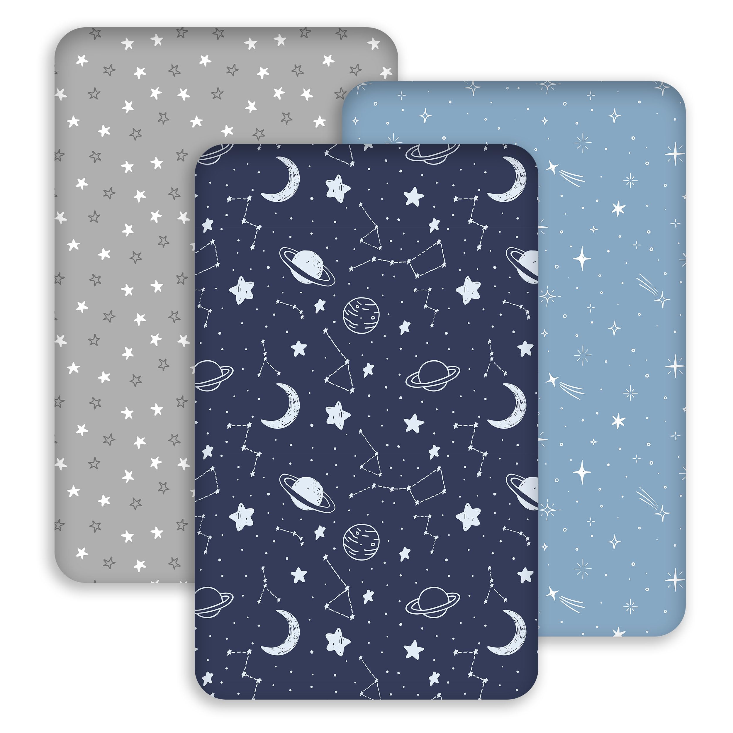 3 Pack Bedside Bassinet Sheets Girl &amp; Boy 33" x 20" Rectangle