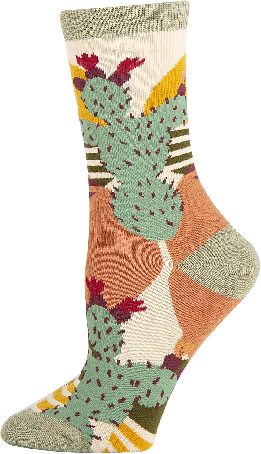 Sock It Up Women’s Colorful Patterned Dress Socks, Premium Cotton Casual Fashion Crew Socks, Sol De Cactus - Image 4