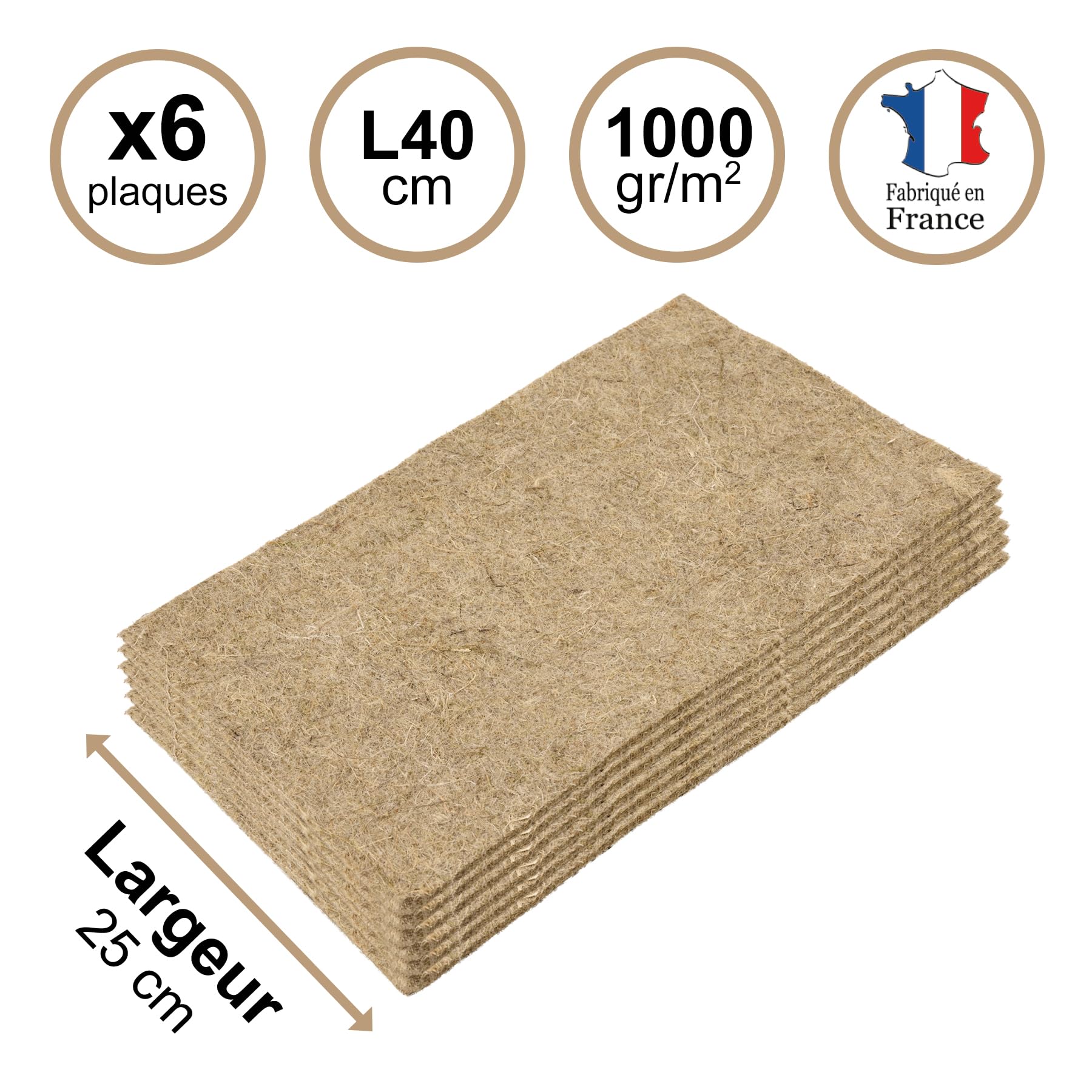 La Cordeline Zestaw 6 dywaników z naturalnego konopnego żwiru, 25 x 40 cm, 1000 g/m², tło klatki dla gryzoni, królików, chomików