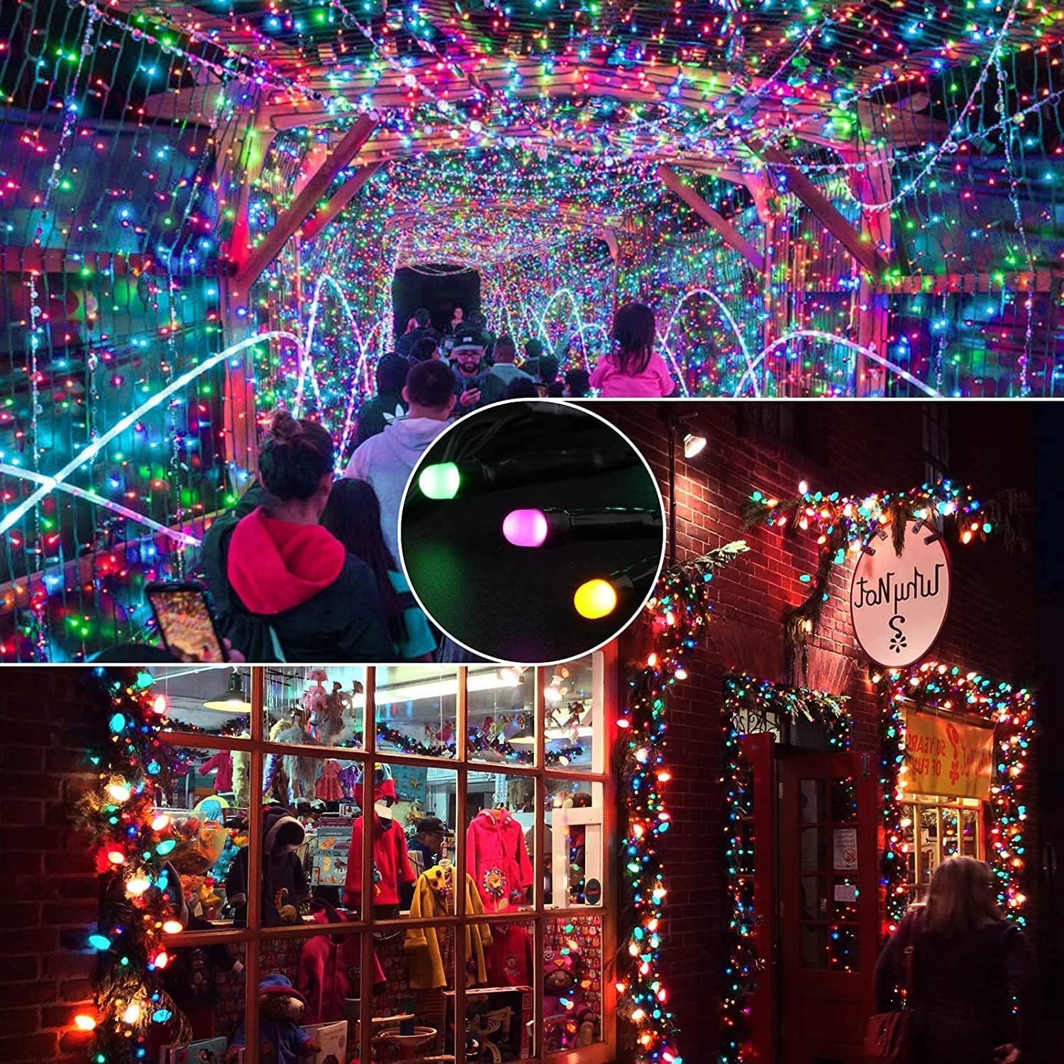 1000LED 100M Luci Natale Esterno, Stringa Luci Colorate 8 Modalità | Catena Luminosa Decorative IP44 Impermeabile per Albero Natale Giardino Interno Camere Letto Festa, Filo Verde