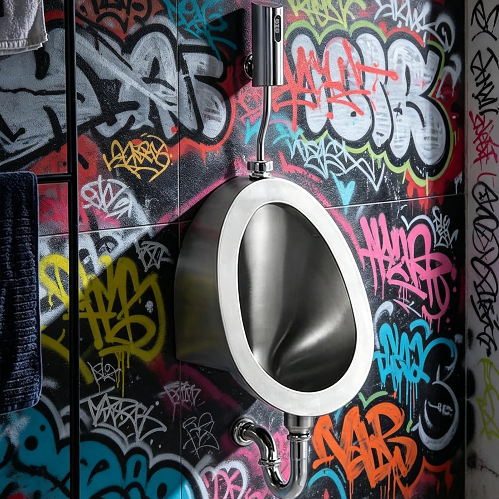 LYJIANGXIN Wall-Mounted 304 Stainless Steel Urinal For Man, Intelligent Flushing Urinals For Men'S Adult, Household/Commercial Sensor Flushing Male Flushing Toilet, For Garage Ktv Prison Bar Hotel