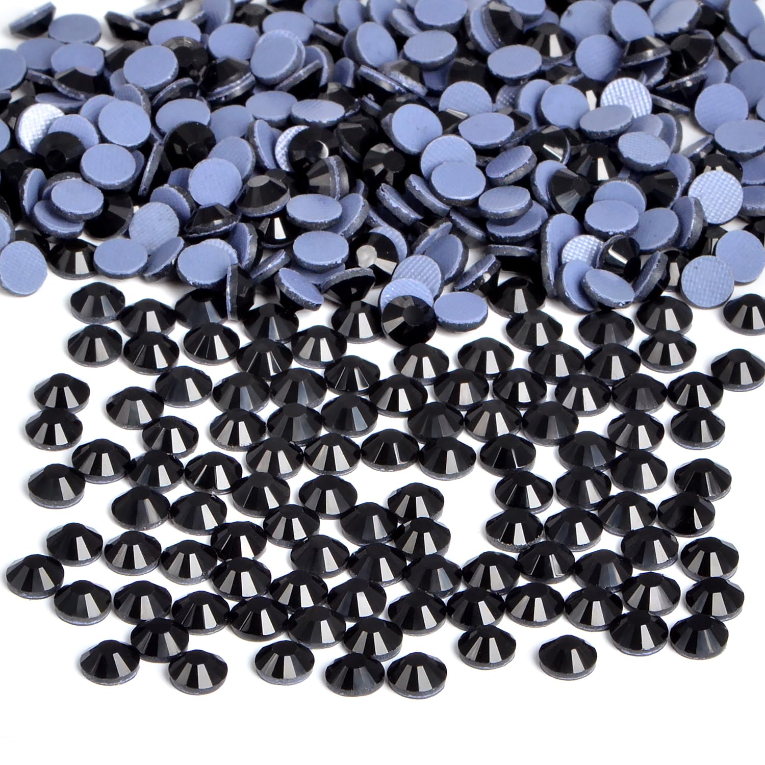 Bymitel Hotfix Crystal Rhinestones Round Gems Iron on DIY Jewelry Making Flat Back for Crafts,Black, 8.5mm(SS40/144pcs)