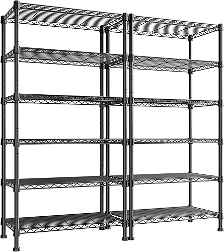 REIBII Estantería de alambre de 6 neumáticos, estantes de almacenamiento de metal para carga de almacenamiento de 1000 libras, estantería resistente