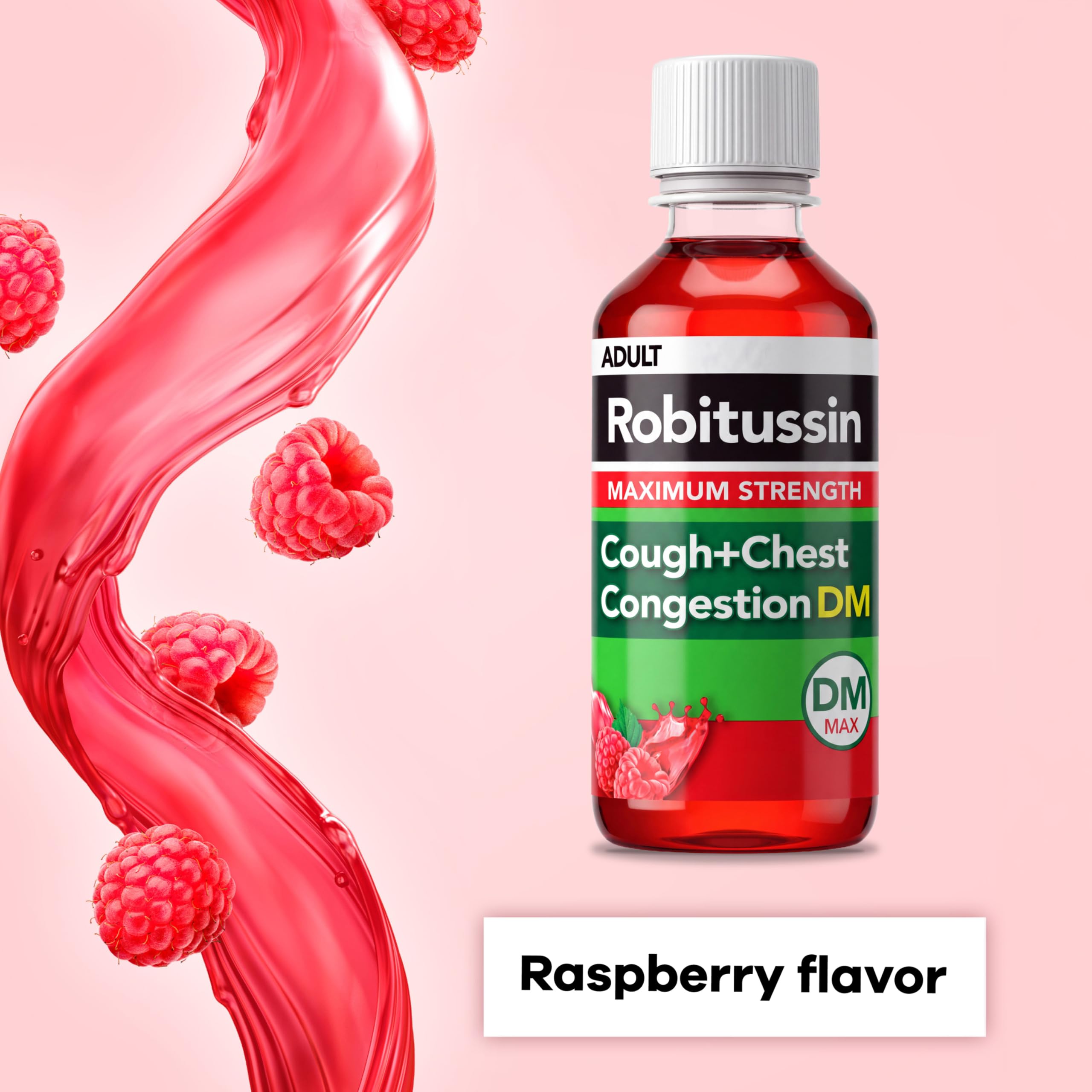 Robitussin DM Maximum Strength Cough Medicine, Raspberry, 8 fl oz, 2 Pack — Amazon image 5