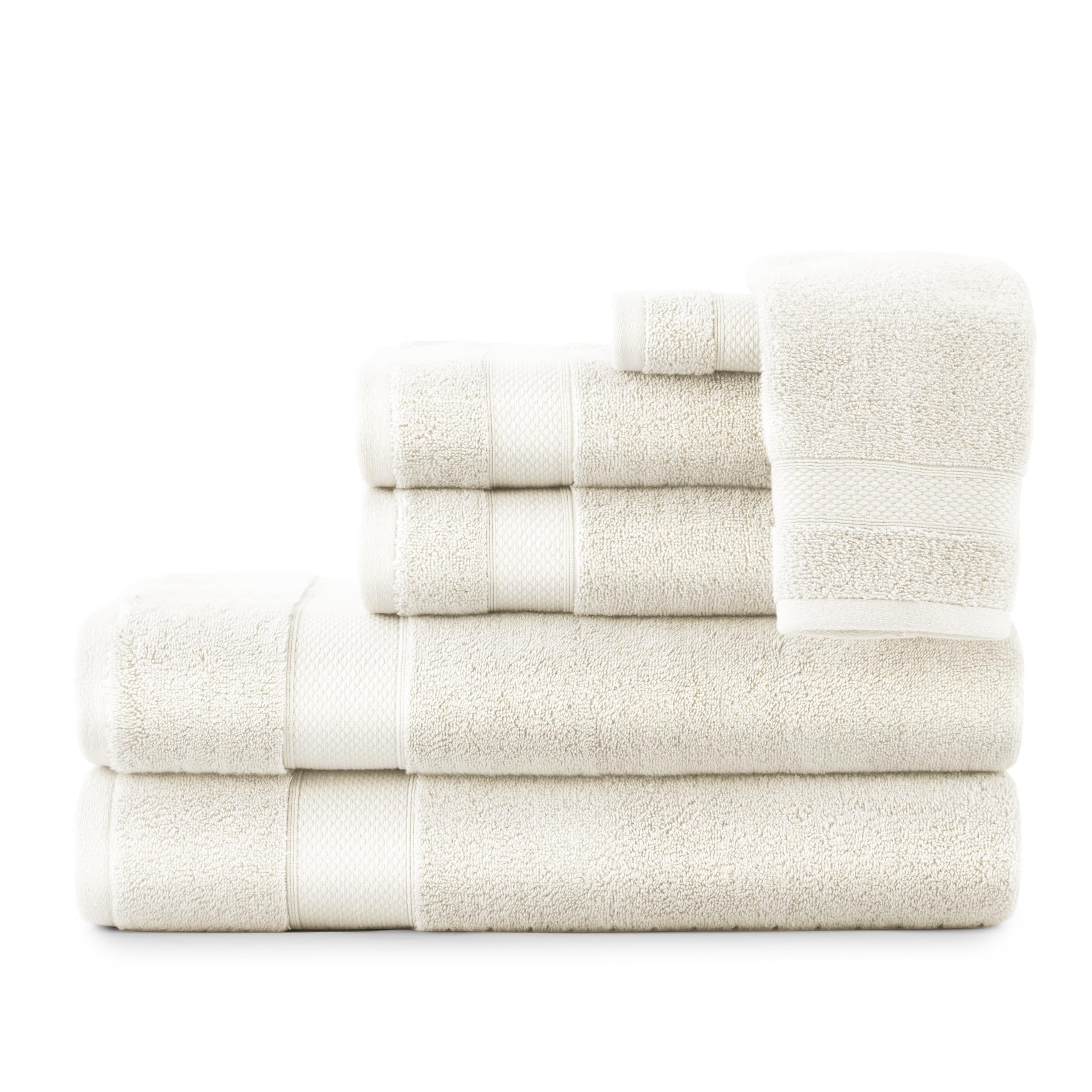 Peacock Alley Diamond 6 Piece Towel Set - Luxurious 100 Long-Staple Turkish Cotton - Soft Absorbent Fast Drying