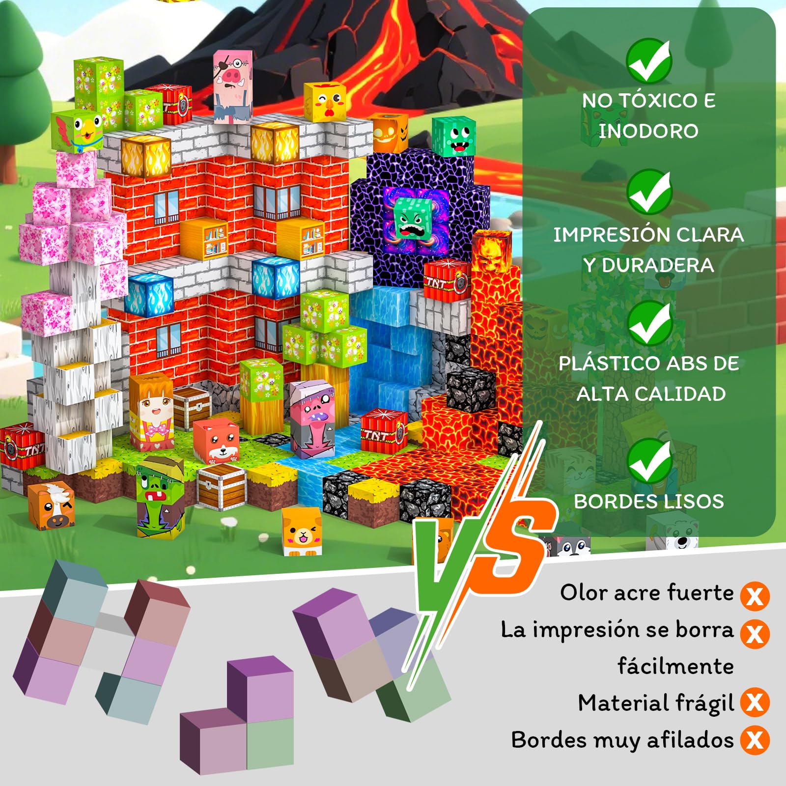 Bloques Magneticos Construccion Niños 330 Piezas 2CM 3+ Magneticas, Juego Magnetic Blocks Tiles Construcción, Juguetes Montessori para Niños 4 5 6 7 8 9 10 11 12 Regalos de Cumpleaños para Niñas