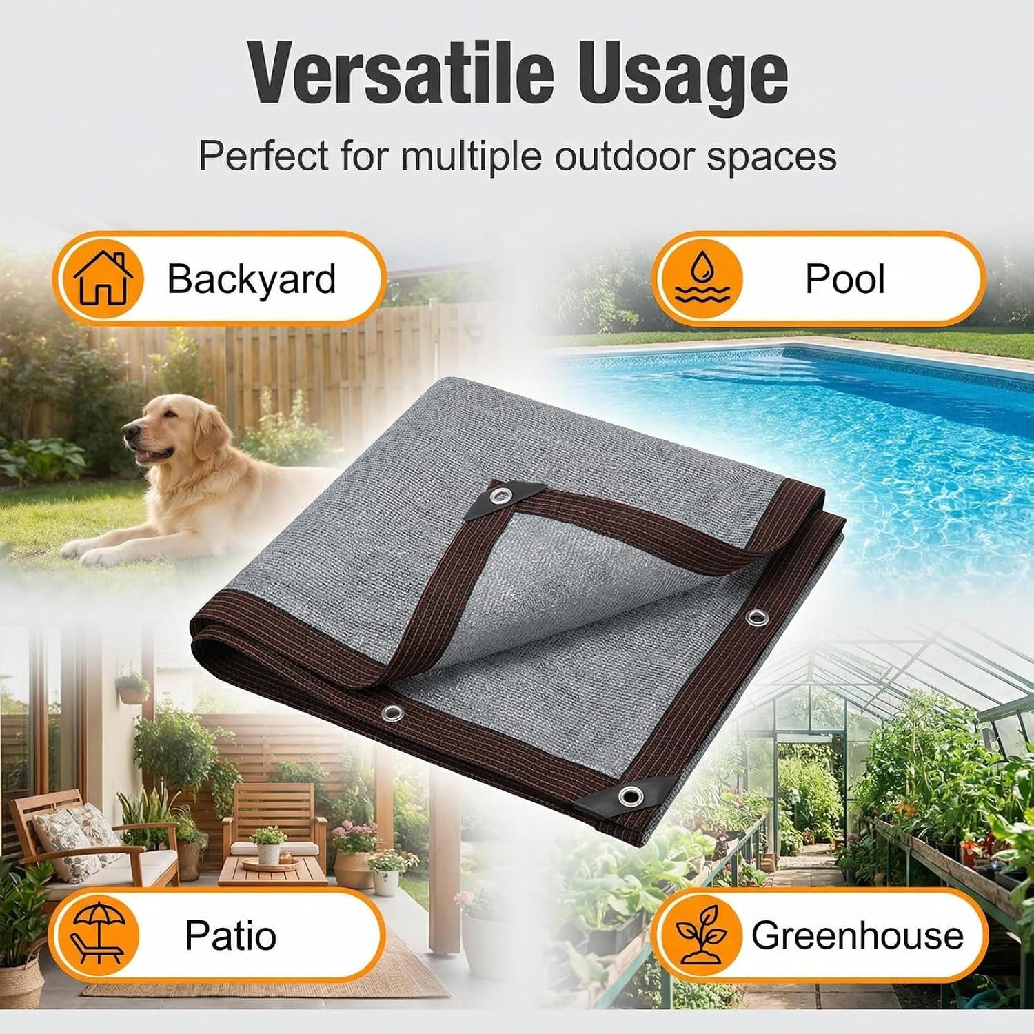 Fence Privacy Screen Gray 9' x 22' Feet Outdoor Shade Cloth with Grommets, 120 GSM Temporary Fence Cover with Zipties Mesh Netting Fences Blockage for Backyard Garden Patio