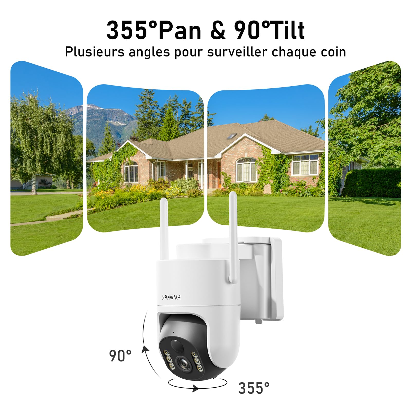 [5G & 2,4G] Camera Exterieur Sans Fil Solaire,Batterie 8000mAh et panneau solaire 7W,Camera Solaire Exterieur WiFi Sans Fil sur AI Détection Humaine,Vision Nocturne Couleur,Audio Bidirectionnel, Cloud