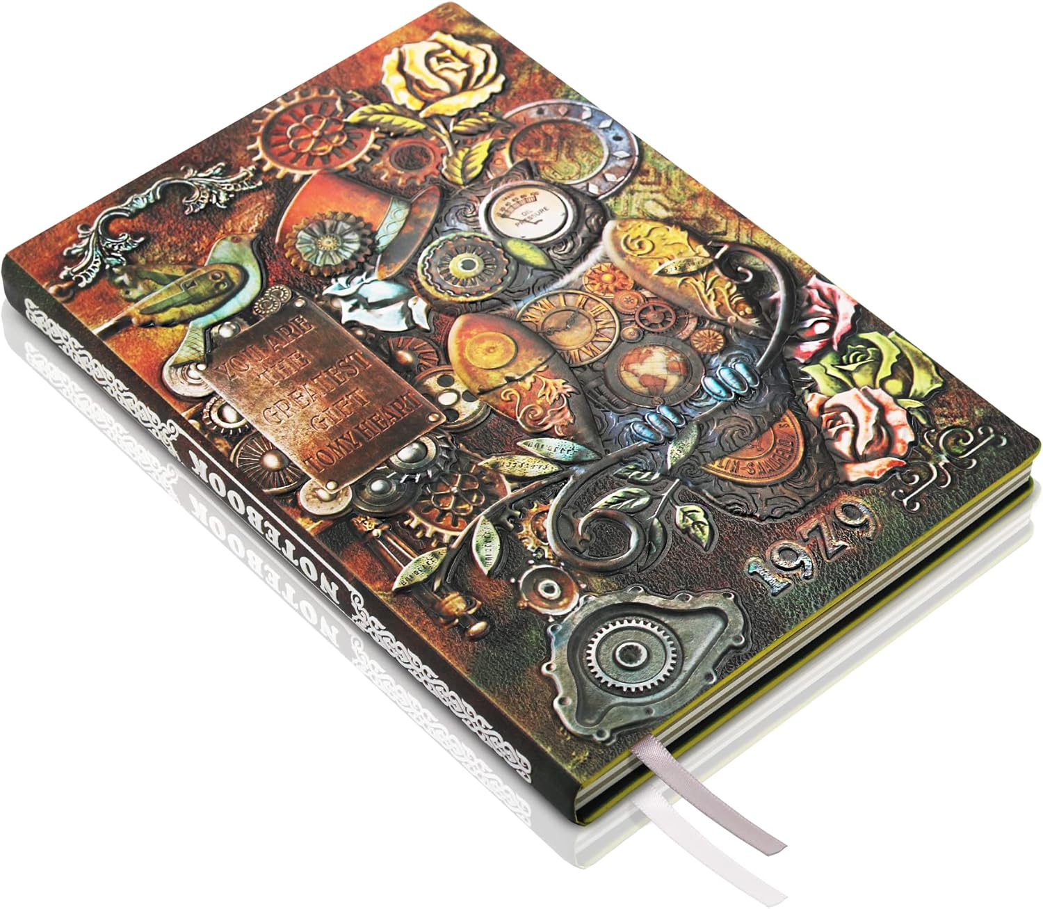 Steampunk Owl Leather Journal Notebook 3D Handmade