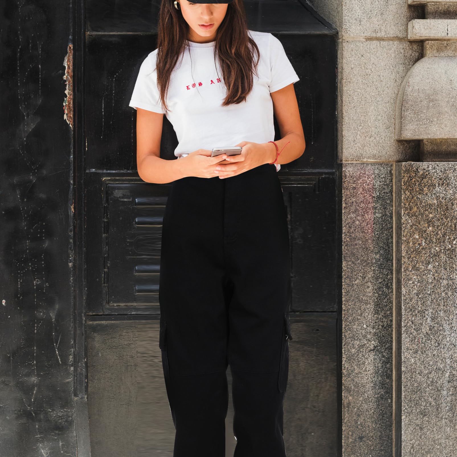 SOIMISS Cargo pour Femme Taille Haute Décontracté Baggy Extensible Jambes Larges avec Poches