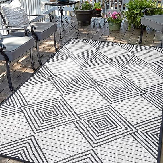 DiiKoo Outdoor Plastic Straw Rugs for Patios 6'x9', Camping