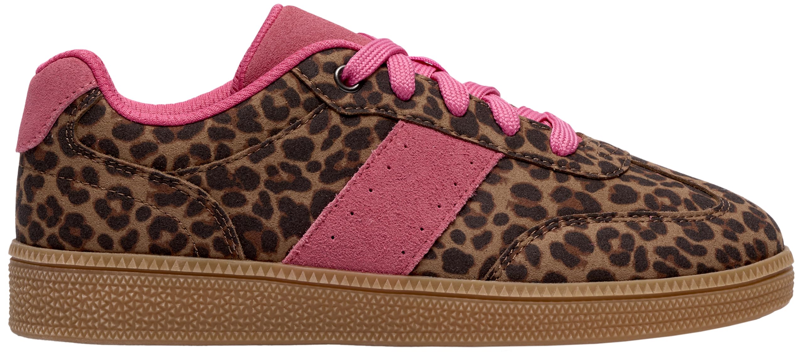 Clarks Youth Cypress Lace Leopard Print Trainer - Brown