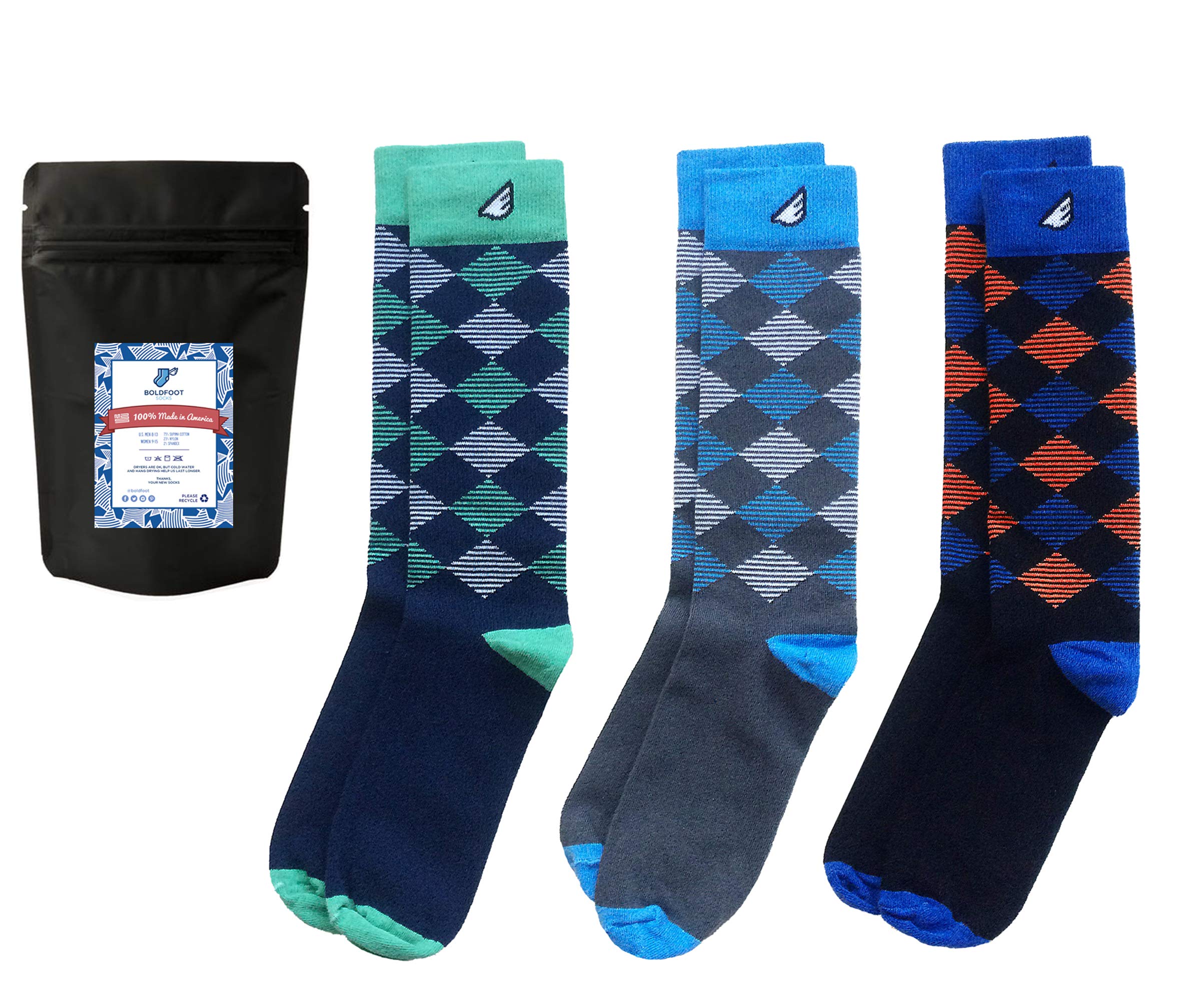 Premium Quality Pack Colorful Fun Patterned Womens Socks, Made in America (3-Pack, Multi-Colored)