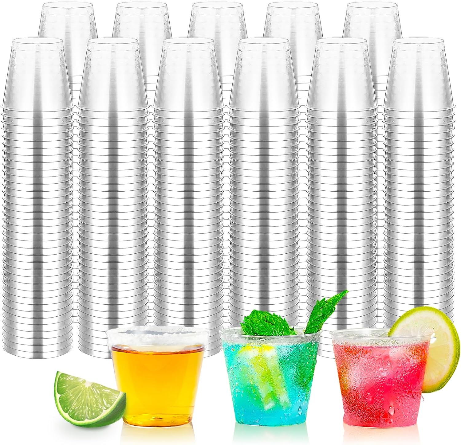 1000Counts 1OZ. Disposable Shot Glasses Clear Hard Plastic Shot Cups Mini Shot Glasses for Tequila, Whiskey, Vodka, Jello Shots, Liquor, 1Ounce Small Cup for Sauce, Dips, Shot Cups for Party 1OZ-Clear-1000