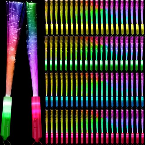 80 varillas de fibra óptica LED blancas con luces LED para cumpleaños, bodas, despedidas de soltera, suministros de fiesta (multicolor)