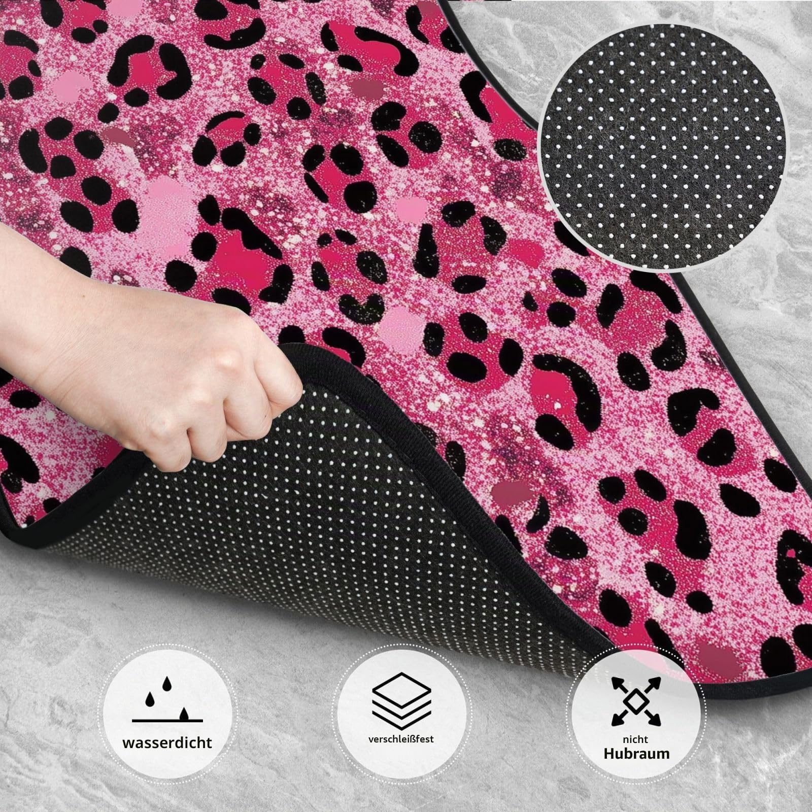 Mexpekil Pink Glitzer Leopard-Print Autoteppiche, Set von 4 universelle Autofußmatten, rutschfeste Autofußmatten, dekorative Autoteppich-Schutzmatten für SUV, Van, LKW