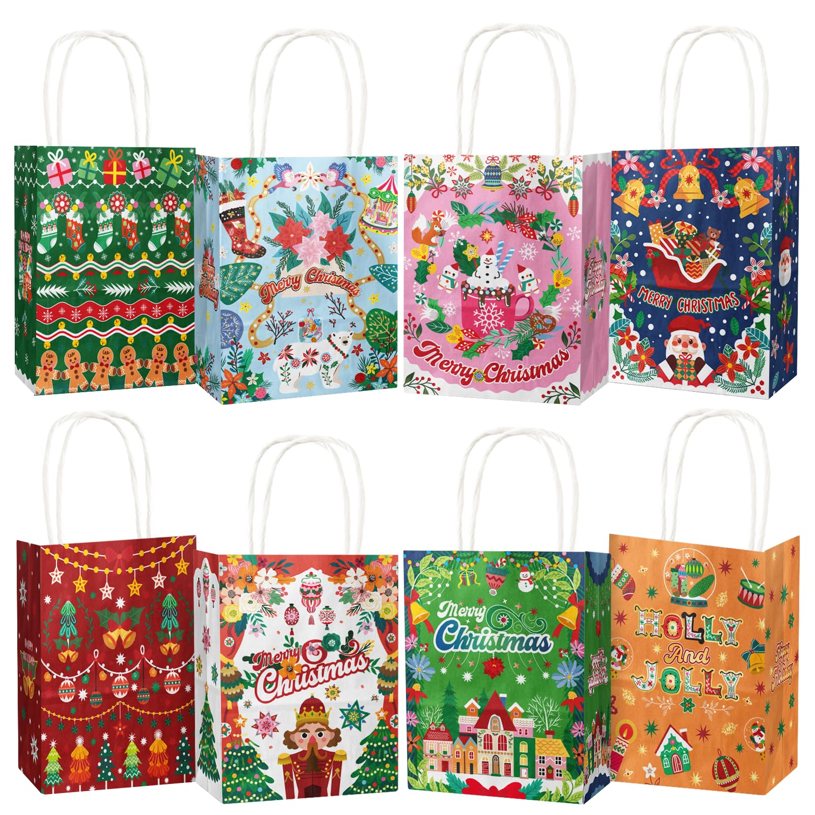 Gcardist 24Pcs Christmas Paper Gift Bags with Handles Small Size, decorated Teacup Bear Design (Small-6.3''ร8.7''ร3.1'') โ image 1