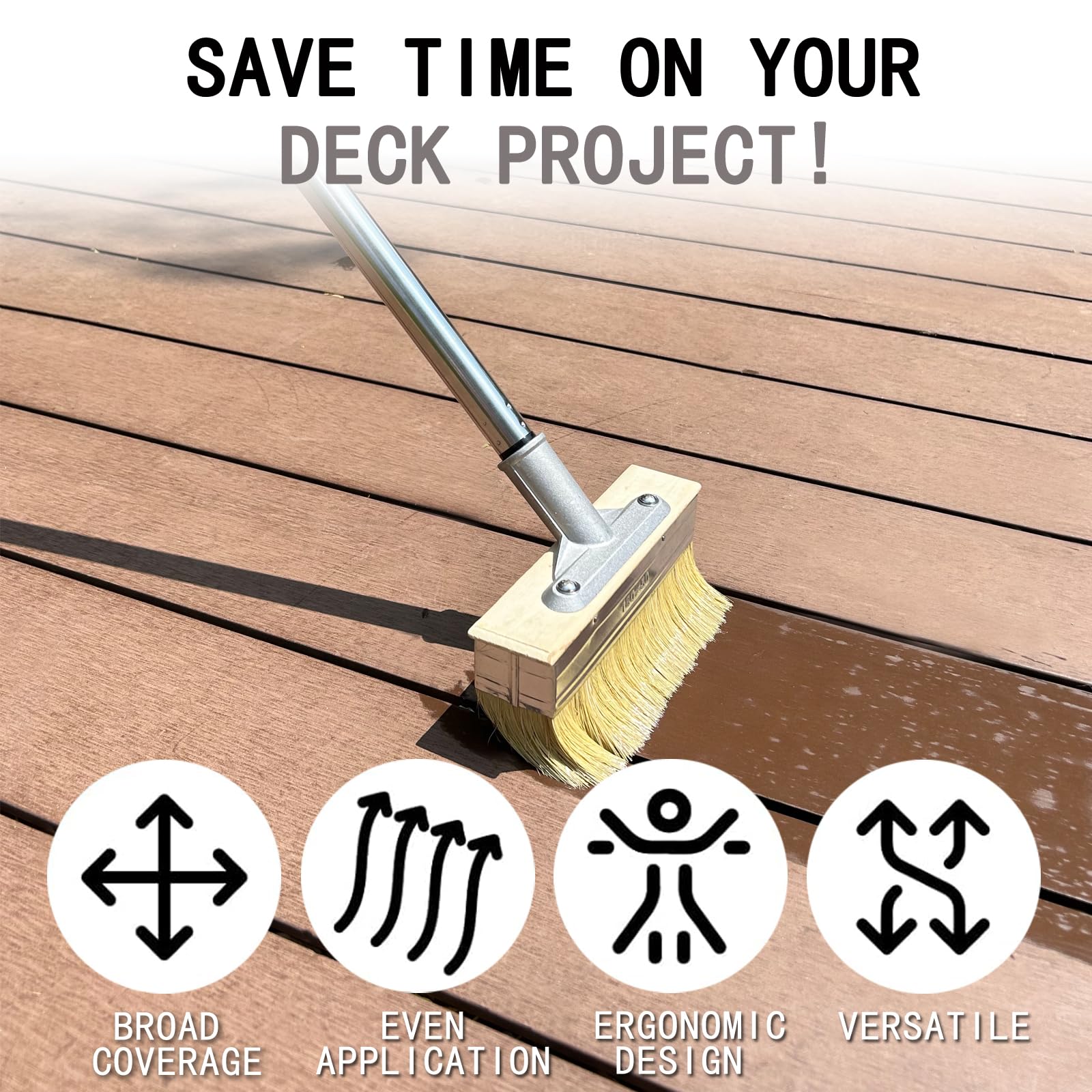 7" Decking Paint Brush With 60" Long Handle,Deck Stain - Want It All