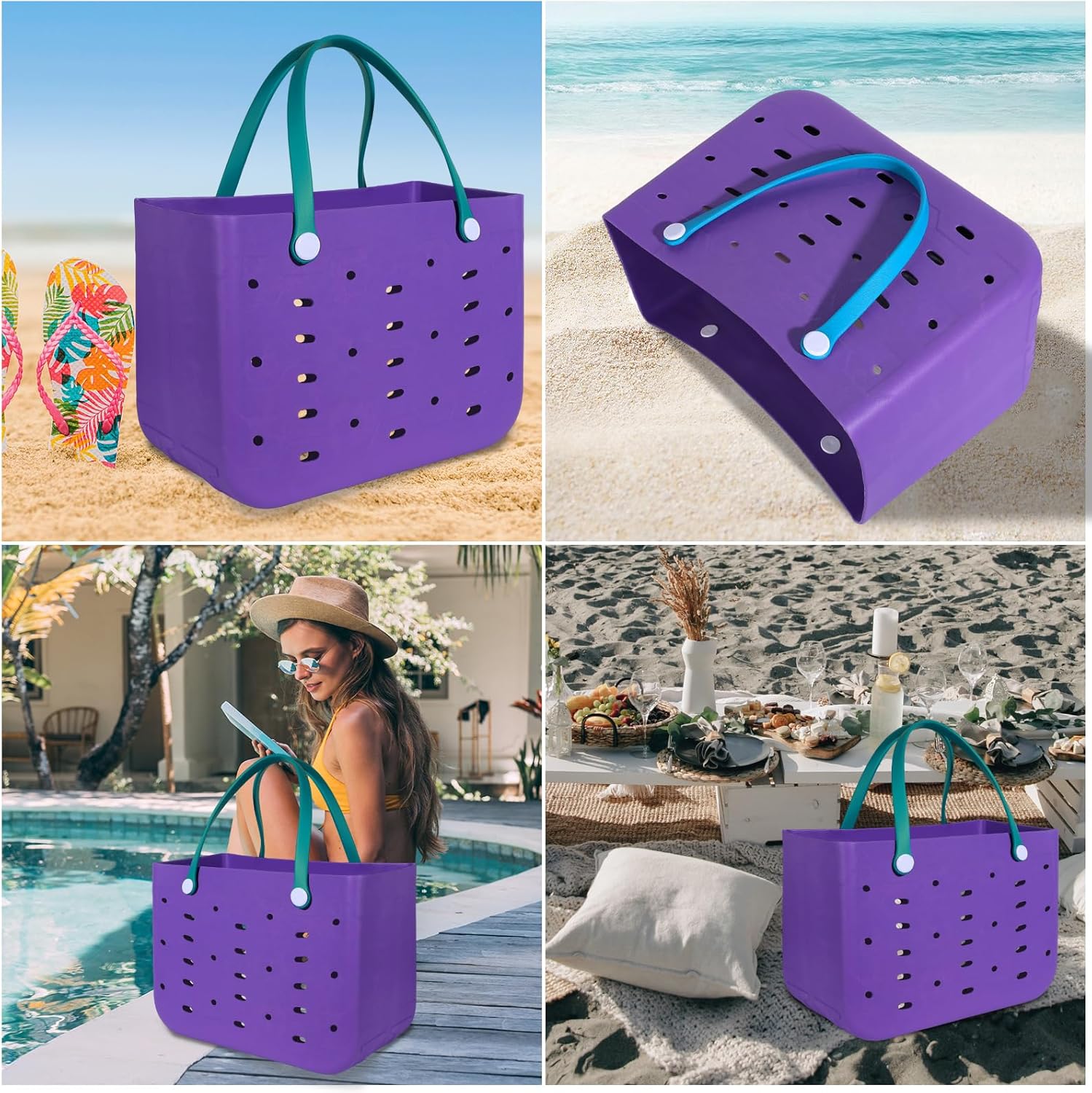 Rubber Beach Bag for Men & Women, Water-resistant Travel Tote Bag for the Beach Boat Pool - Image 5