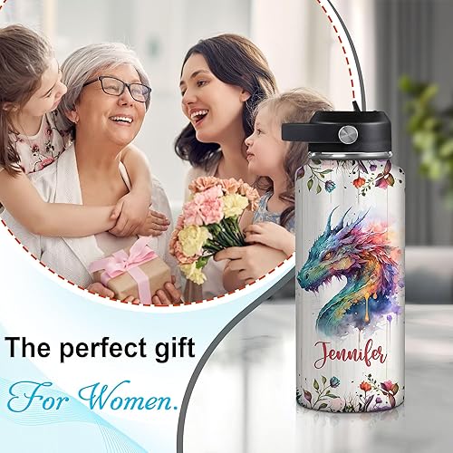 Vista 61 de Hyturtle Botella de agua personalizada de burro, botella de acero inoxidable aislada con nombre personalizado con tapa a prueba de fugas, 18 onzas